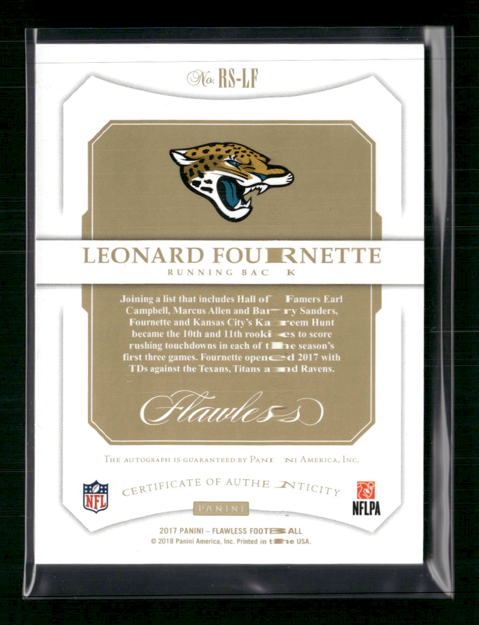 2017 Panini Flawless Rookie Signatures Ruby Leonard Fournette #/10 #RS-LF