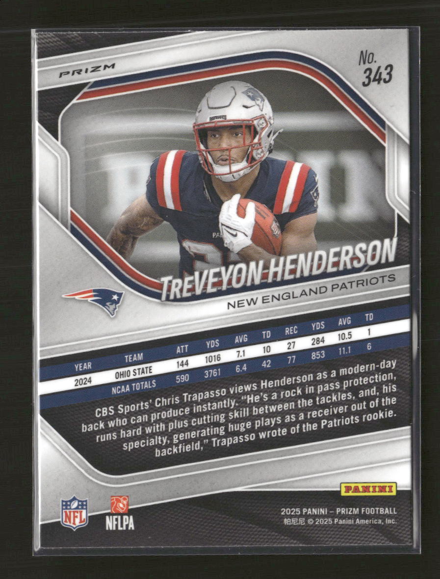 2025 Panini Prizm White Disco TreVeyon Henderson #343