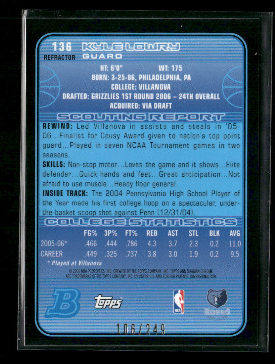 2006-07 Bowman Kyle Lowry Rookie #136