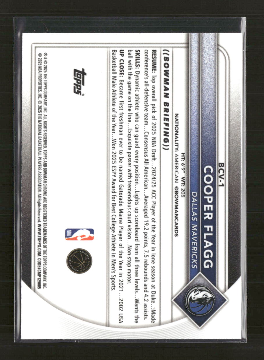 2025-26 Bowman Chrome Cooper Flagg #BCV-1