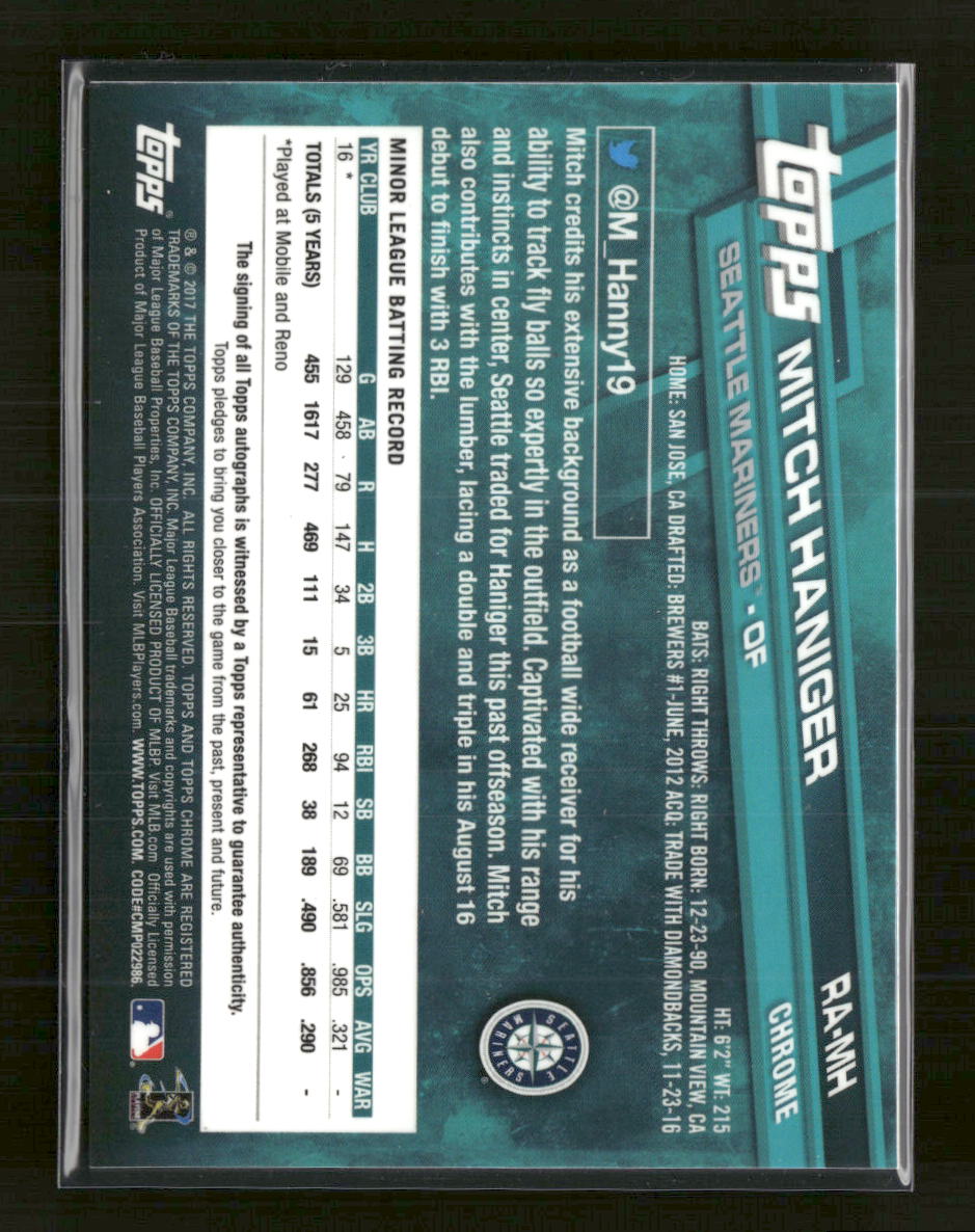 2017 Topps Chrome Rookie Autographs Mitch Haniger Auto #RA-MH