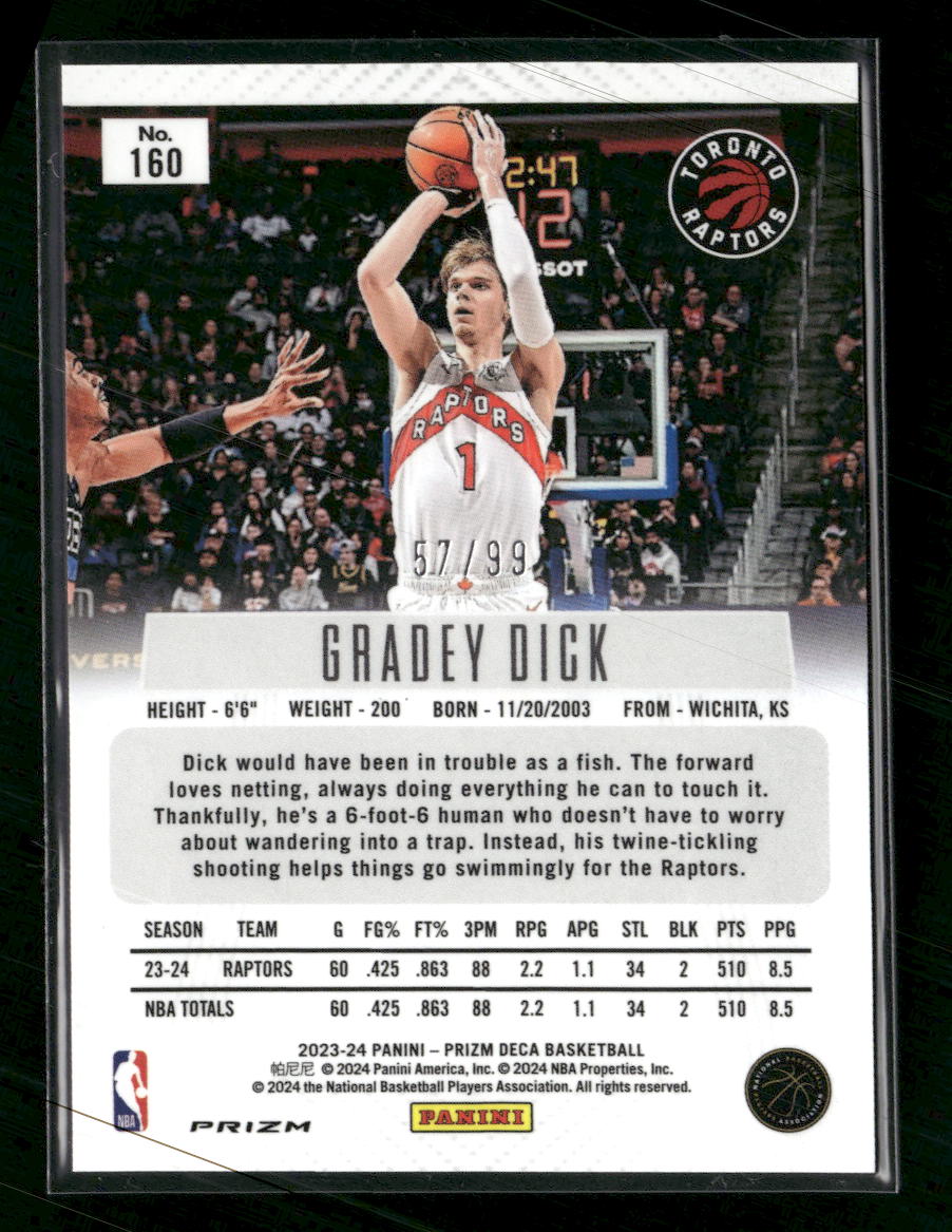 2023-24 Panini Prizm Deca Prizms Purple Gradey Dick #/99 #160