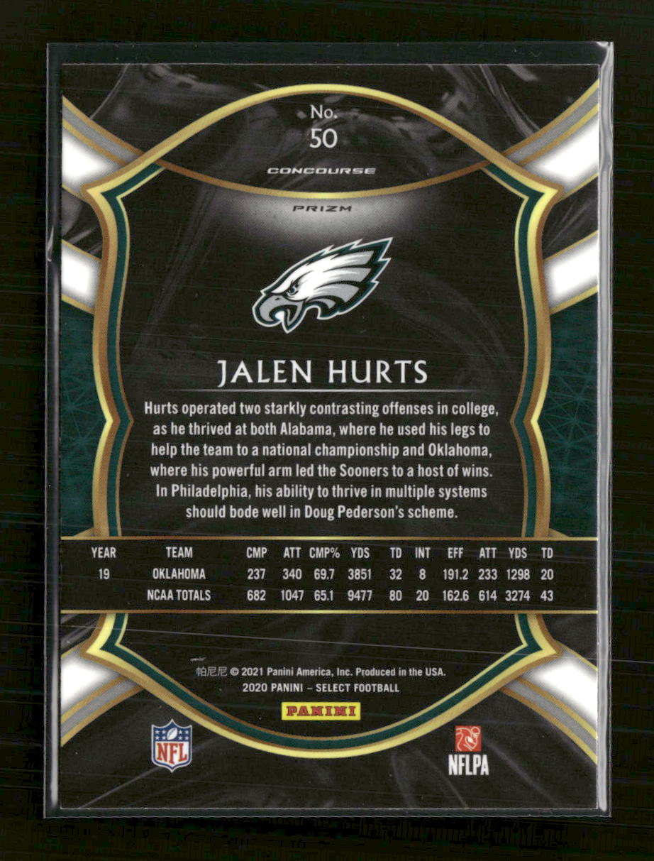 2020 Panini Select Silver Prizm Jalen Hurts Rookie #50