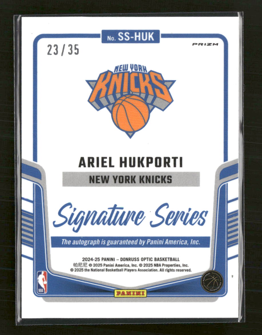 2024-25 Donruss Optic Signature Series Seismic Ariel Hukporti #/35 Auto #SS-HUK
