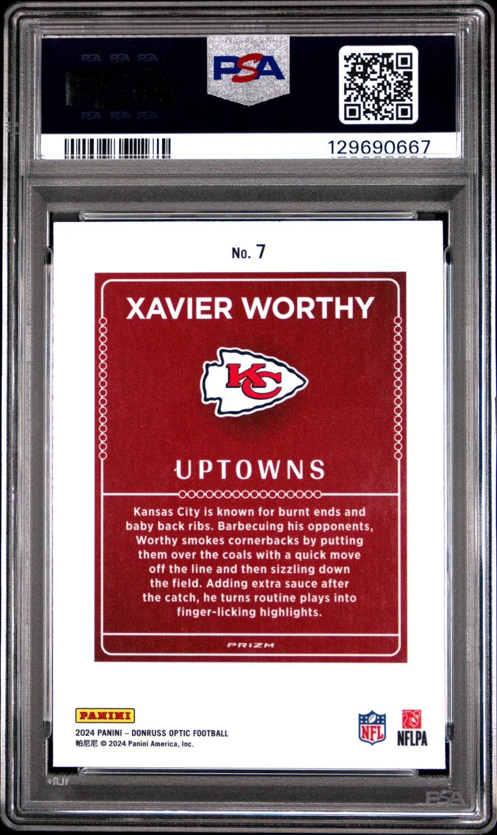 2024 Panini Donruss Optic Uptowns Xavier Worthy 10 PSA #7