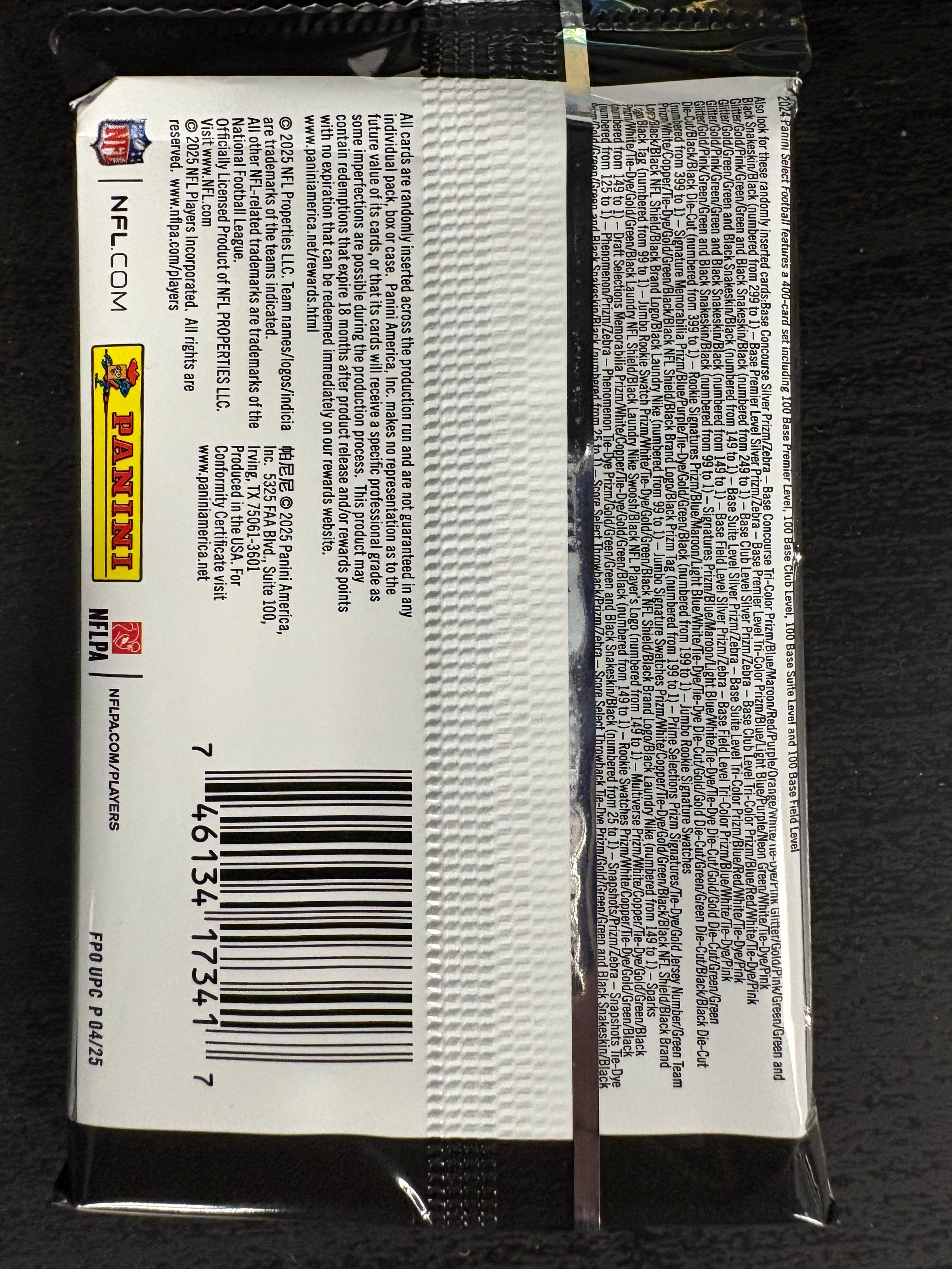 2024 Panini Select Football Hobby SINGLE PACK