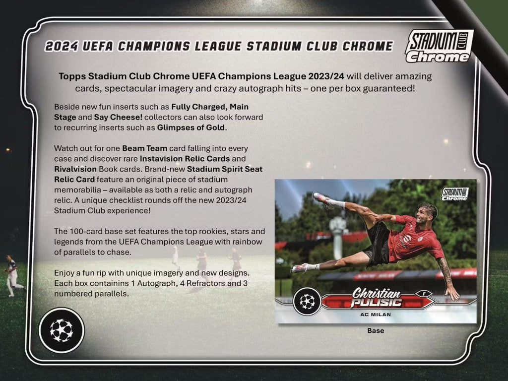 2023/24 Topps Stadium Club Chrome UEFA Club Competitions Soccer Hobby Box