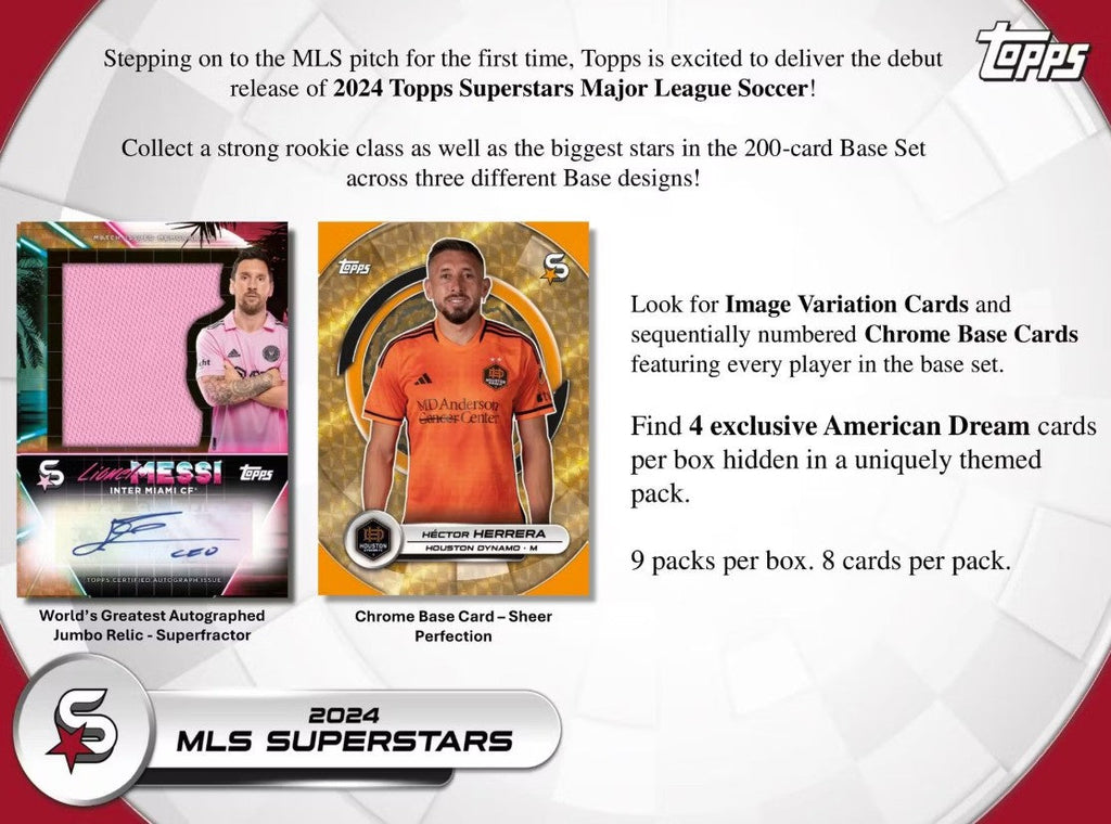 2024 Topps Superstars MLS Major League Soccer 9-Pack Blaster Box