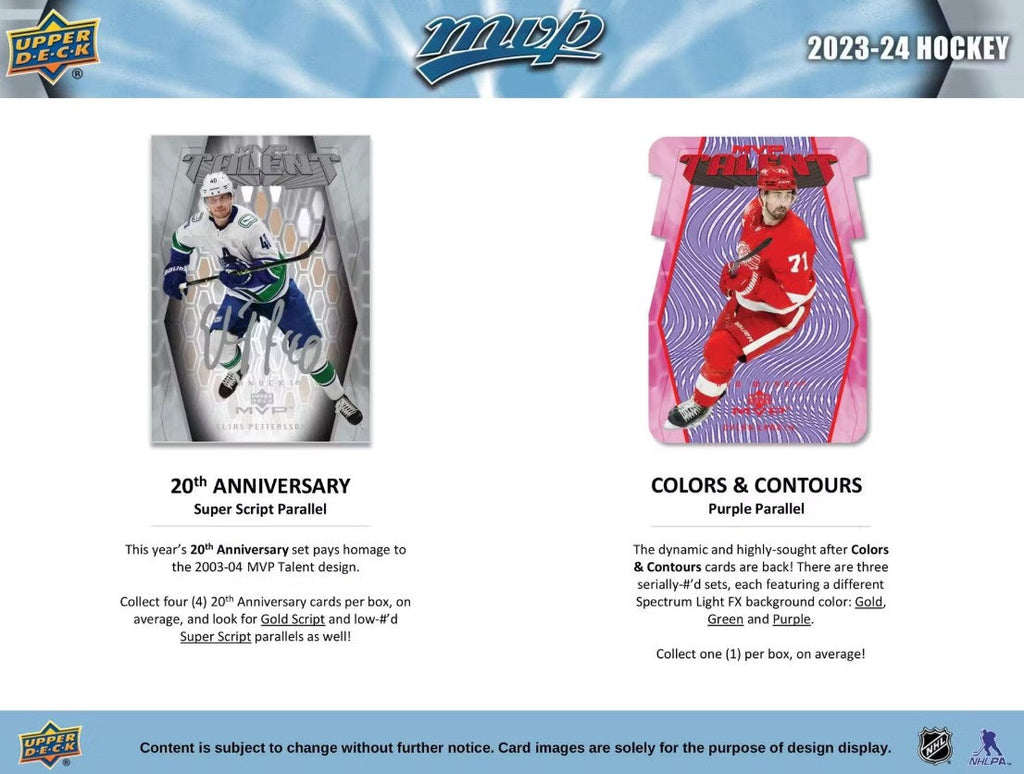 2023/24 Upper Deck MVP Hockey Hobby Box